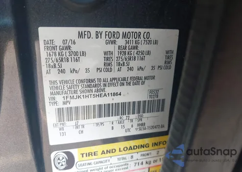 2017 Ford Expedition El Xlt from USA, damaged, VIN 1FMJK1HT5HEA11864